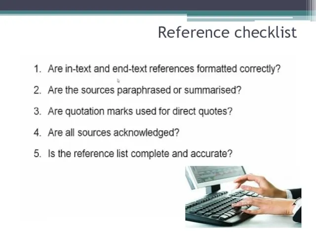 Reference checklist