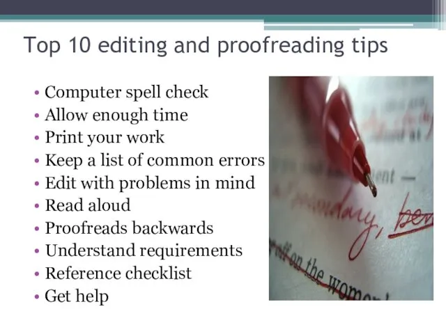 Top 10 editing and proofreading tips Computer spell check Allow