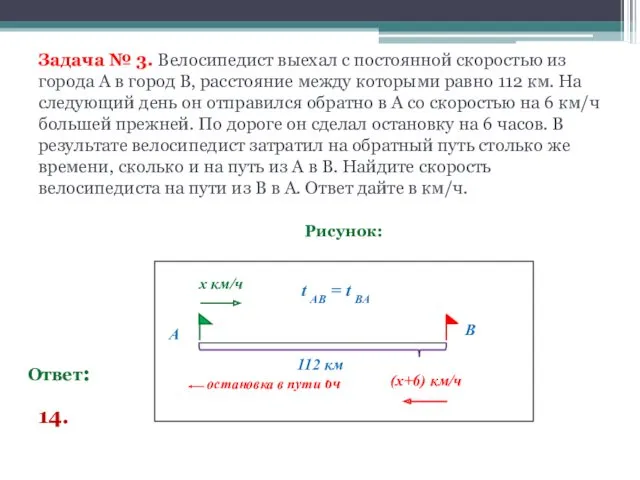 Задача № 3. Велосипедист выехал с постоянной скоростью из города