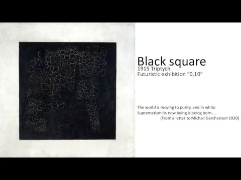 Black square Futuristic exhibition “0,10” The world is moving to