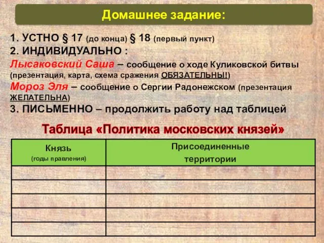 Домашнее задание: 1. УСТНО § 17 (до конца) § 18