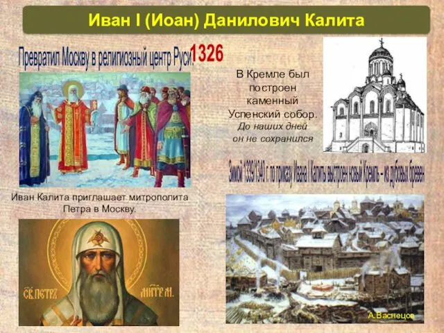 Иван Калита приглашает митрополита Петра в Москву. Зимой 1339/1340 г.