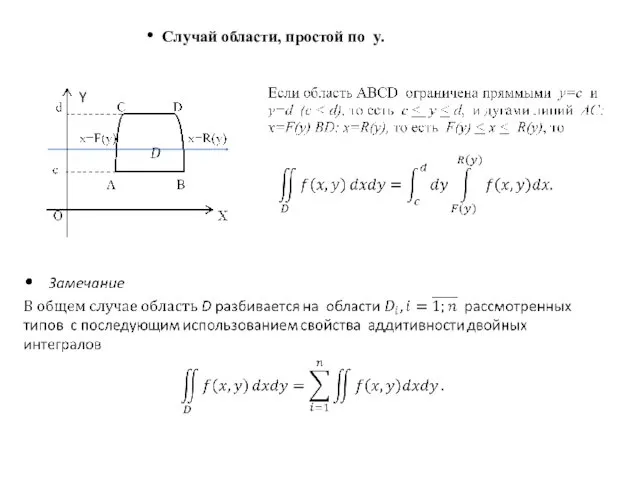 • Случай области, простой по y. Y