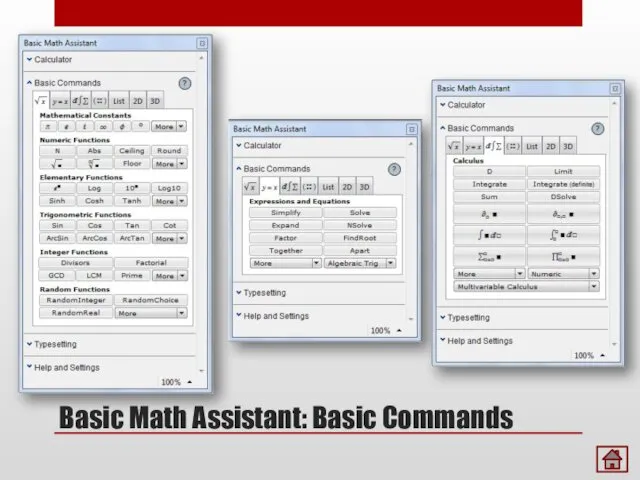 Basic Math Assistant: Basic Commands