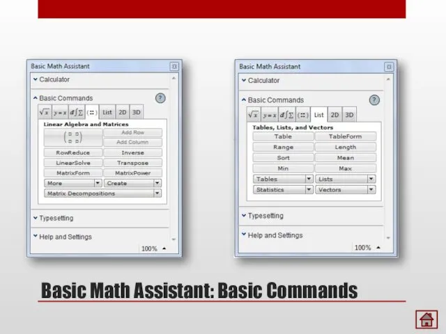 Basic Math Assistant: Basic Commands