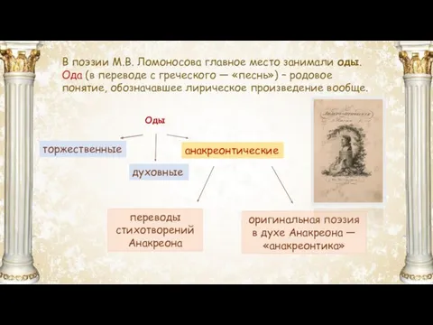 https://phonoteka.org/uploads/posts/2021-04/1617331541_24-p-oboi-dlya-prezentatsii-po-literature-fon-p-25.jpg В поэзии М.В. Ломоносова главное место занимали оды. Ода (в переводе с