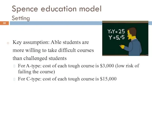 Spence education model Setting Key assumption: Able students are more