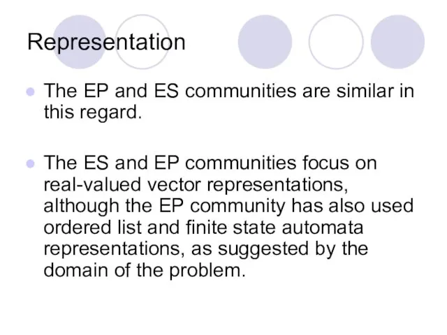 Representation The EP and ES communities are similar in this