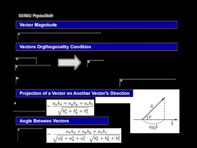 RNRMU Physics/Math Vector Magnitude Vectors Orgthogonality Condition Projection of a