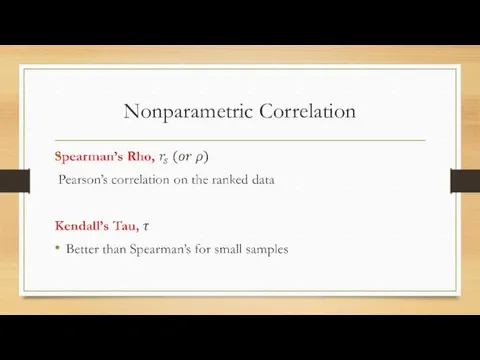 Nonparametric Correlation