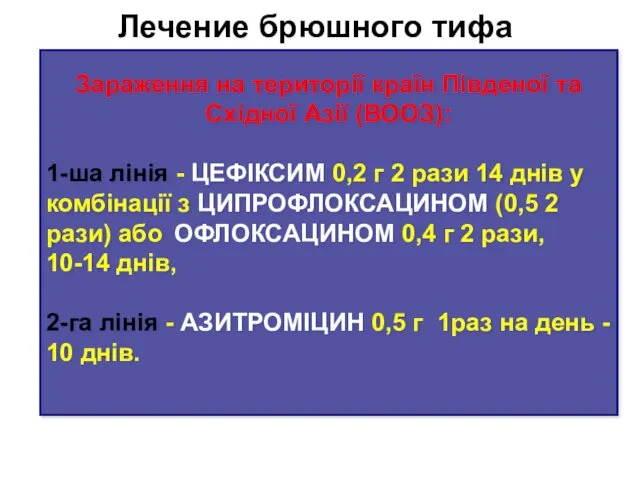 Лечение брюшного тифа Зараження на території країн Південої та Східної