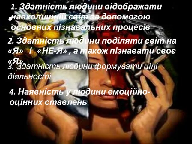 . 1. Здатність людини відображати навколишній світ за допомогою основних