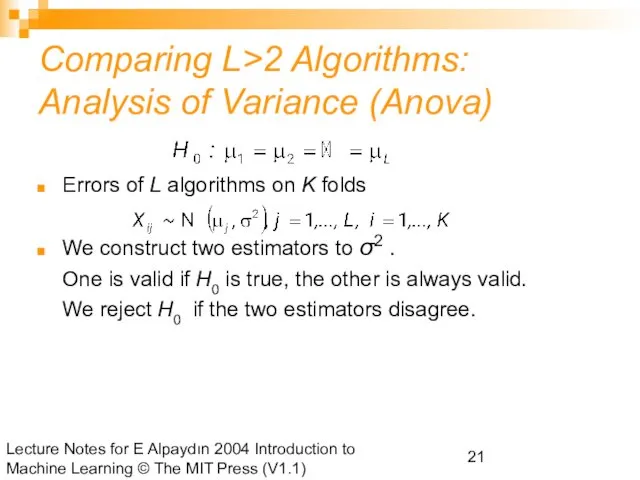 Lecture Notes for E Alpaydın 2004 Introduction to Machine Learning