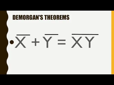 DEMORGAN'S THEOREMS X + Y = X Y