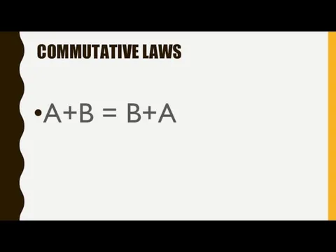 COMMUTATIVE LAWS A+B = B+A