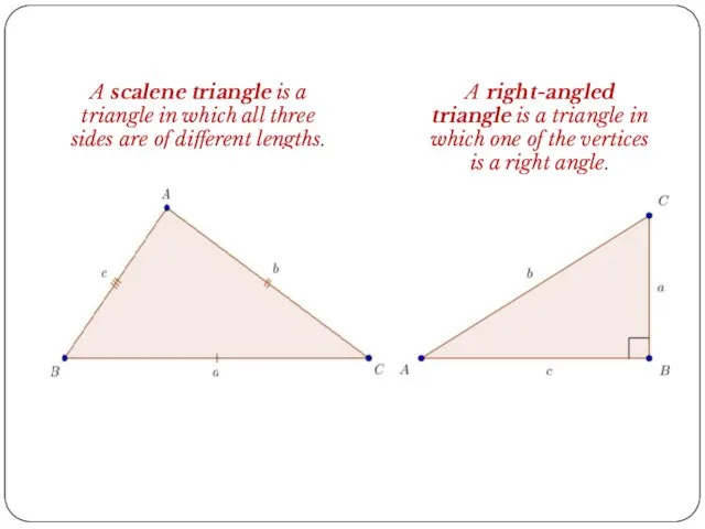 A scalene triangle is a triangle in which all three