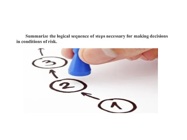 Summarize the logical sequence of steps necessary for making decisions in conditions of risk.