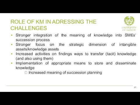 Stronger integration of the meaning of knowledge into SMEs’ succession