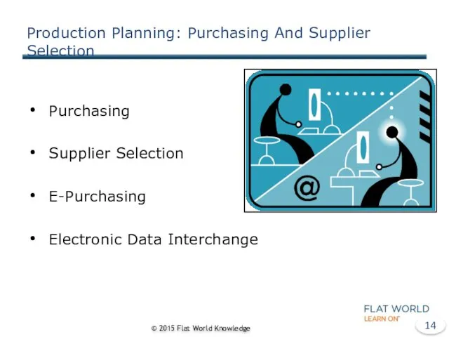 Production Planning: Purchasing And Supplier Selection Purchasing Supplier Selection E-Purchasing Electronic Data Interchange