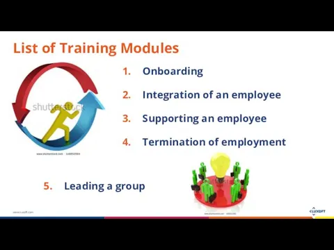 List of Training Modules Onboarding Integration of an employee Supporting