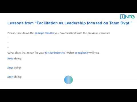 Lessons from “Facilitation as Leadership focused on Team Dvpt.” Please,