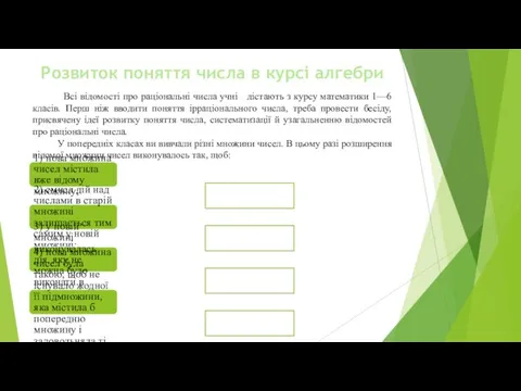 Розвиток поняття числа в курсі алгебри Всі відомості про раціональні