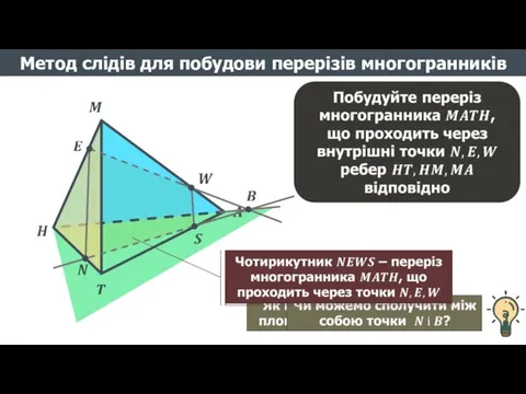 Метод слідів для побудови перерізів многогранників