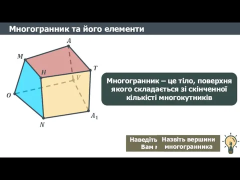 Многогранник та його елементи Наведіть приклади відомих Вам многогранників Многогранник – це тіло,