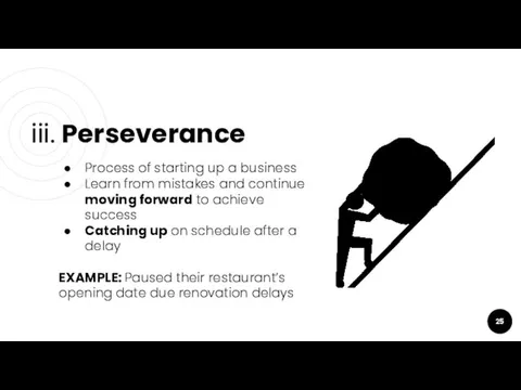 iii. Perseverance Process of starting up a business Learn from