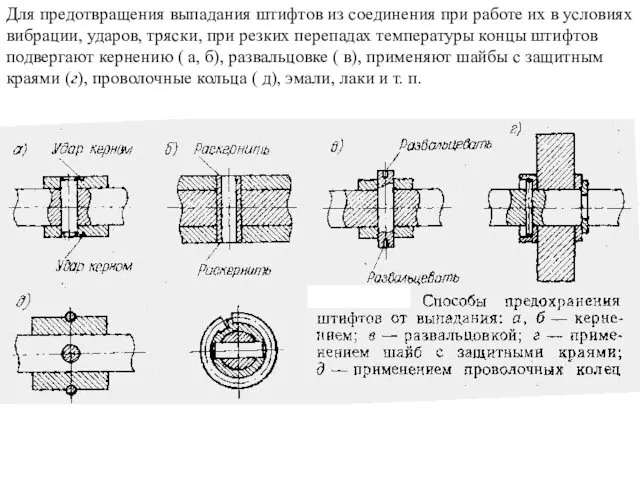 Для предотвращения выпадания штифтов из соединения при работе их в