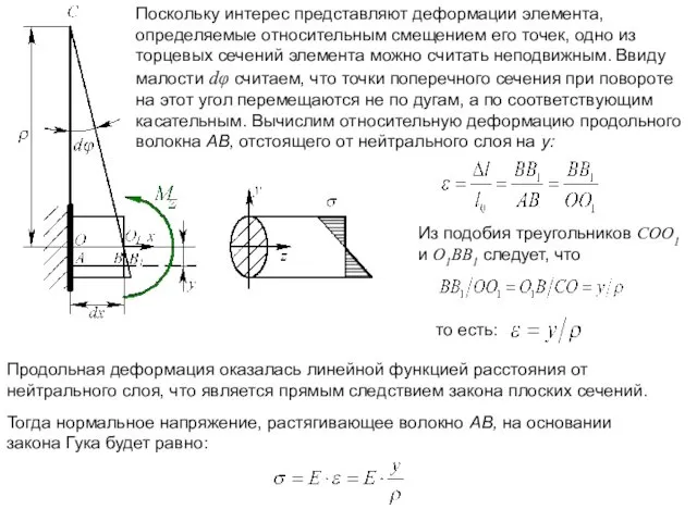 Поскольку интерес представляют деформации элемента, определяемые относительным смещением его точек,