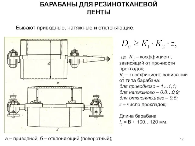 БАРАБАНЫ ДЛЯ РЕЗИНОТКАНЕВОЙ ЛЕНТЫ где К1 – коэффициент, зависящий от