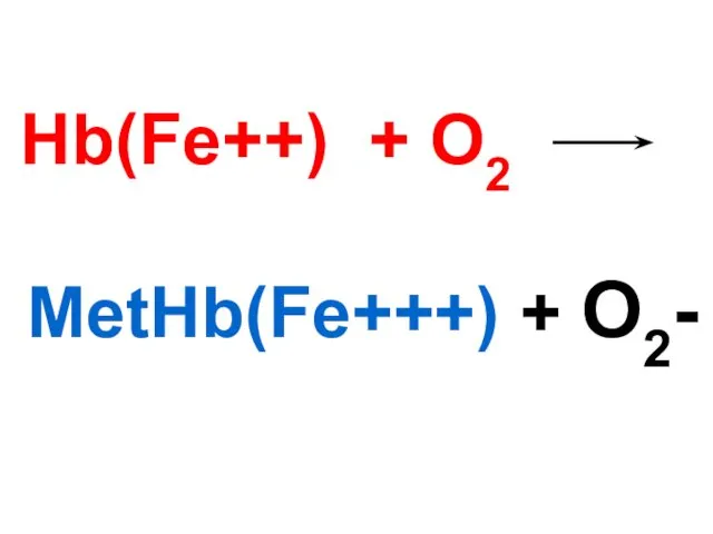 Hb(Fe++) + O2 MetHb(Fe+++) + O2-