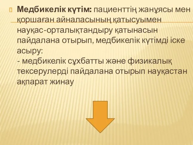 Медбикелік күтім: пациенттің жанұясы мен қоршаған айналасының қатысуымен науқас-орталықтандыру қатынасын