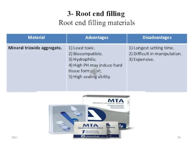 3- Root end filling Root end filling materials O6U Dr Yousra Nashaat