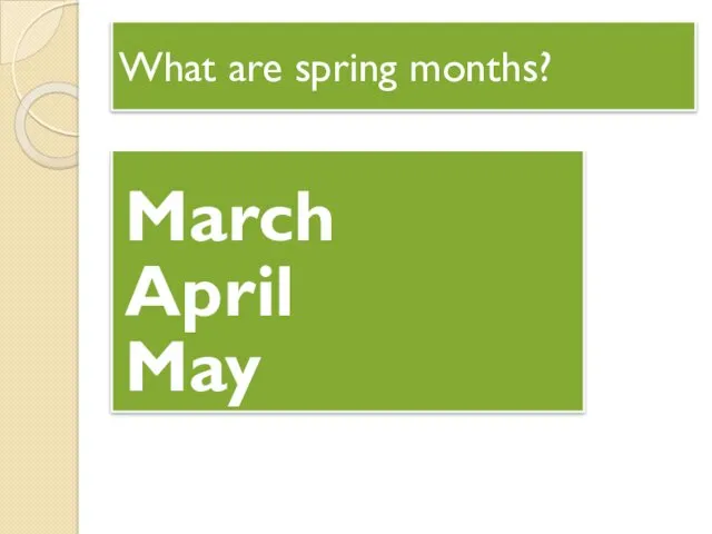 What are spring months? March April May