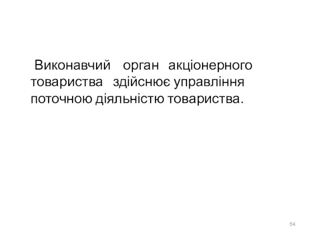 Виконавчий орган акціонерного товариства здійснює управління поточною діяльністю товариства.