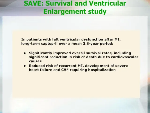 In patients with left ventricular dysfunction after MI, long-term captopril