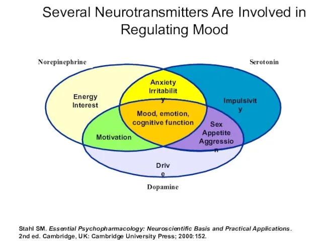 Mood, emotion, cognitive function Motivation Sex Appetite Aggression Anxiety Irritability