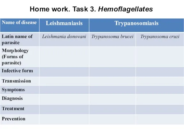 Home work. Task 3. Hemoflagellates