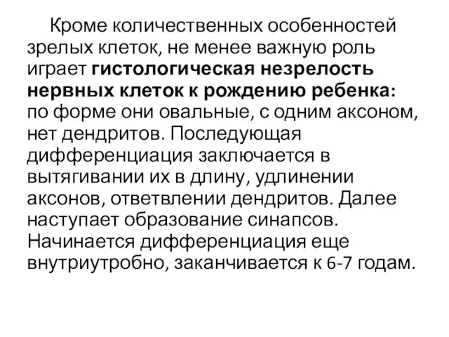 Кроме количественных особенностей зрелых клеток, не менее важную роль играет