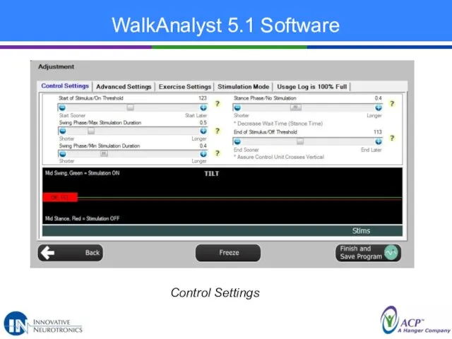 WalkAnalyst 5.1 Software Control Settings