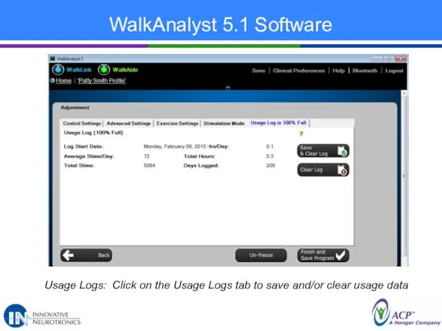 WalkAnalyst 5.1 Software Usage Logs: Click on the Usage Logs