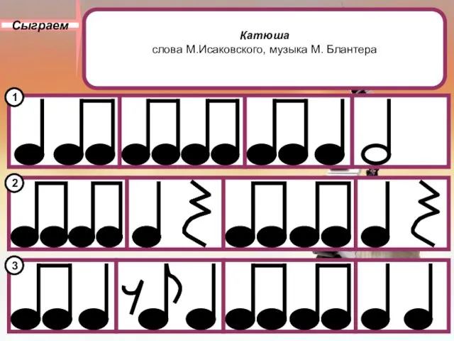 Сыграем Катюша слова М.Исаковского, музыка М. Блантера 3 2 1