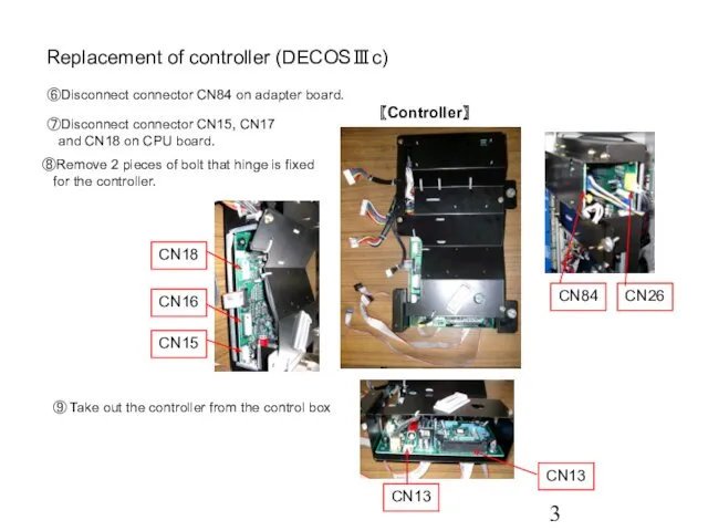 Replacement of controller (DECOSⅢc) ⑥Disconnect connector CN84 on adapter board.