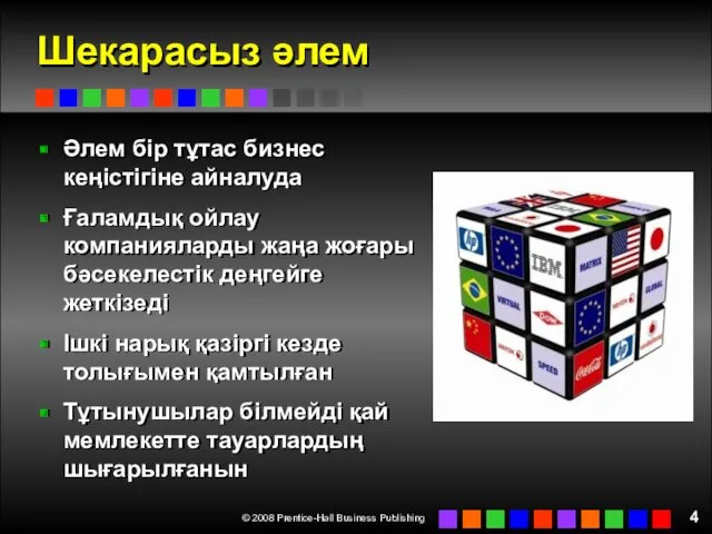 Шекарасыз әлем Әлем бір тұтас бизнес кеңістігіне айналуда Ғаламдық ойлау