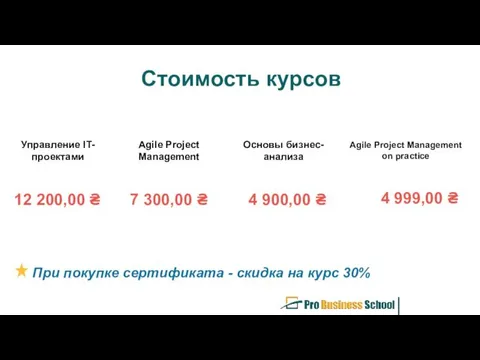 Стоимость курсов 12 200,00 ₴ 7 300,00 ₴ 4 900,00