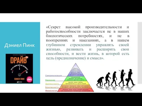 Дэниел Пинк «Секрет высокой производительности и работоспособности заключается не в