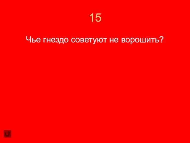 15 Чье гнездо советуют не ворошить?