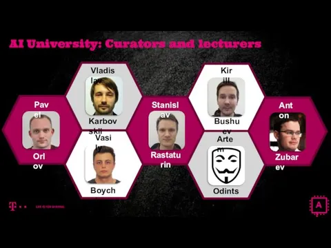 AI University: Curators and lecturers Kirill Stanislav Rastaturin Bushuev Vasily